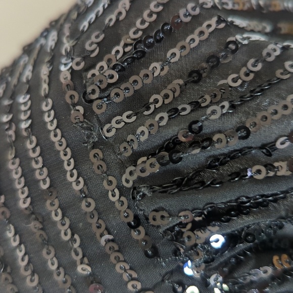 MICHAEL KORS Sequin Striped V Neck Mini Elegant Black Sequin Dress - Picture 8 of 11